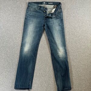 7 For All Mankind Standard Straight Leg Jeans Mens 32x33 Blue Cotton Made in USA